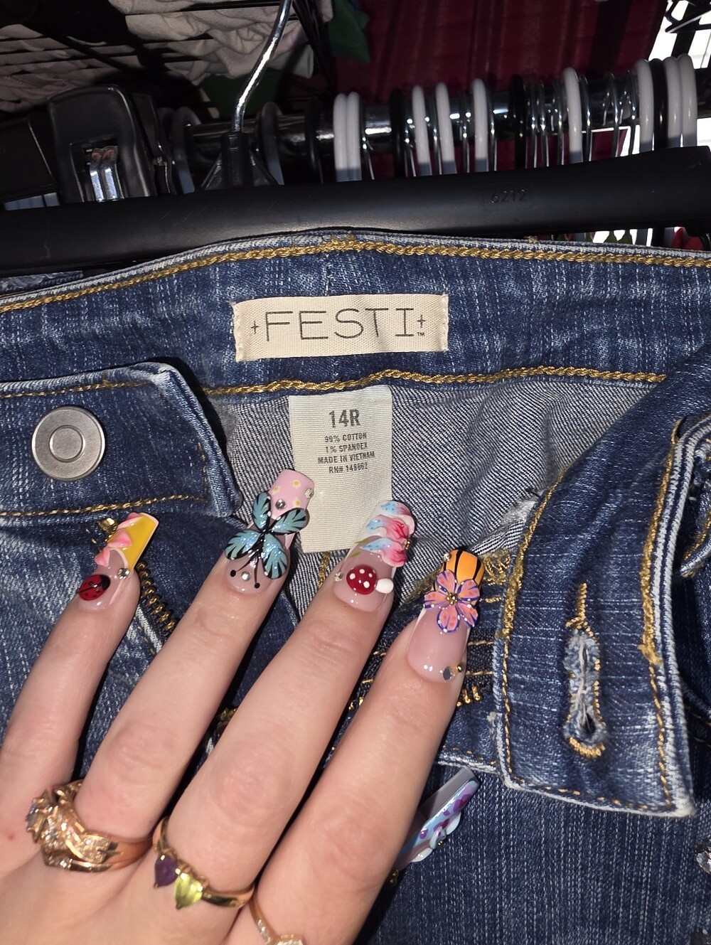 Nwot Torrid 14 Festi Embellished Sky High Super Flare Jeans - Picture 5 of 7